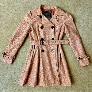 Blanc Noir Blush Pink Lace Peplum Coat, size S